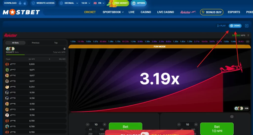 Mostbet Aviator Demo